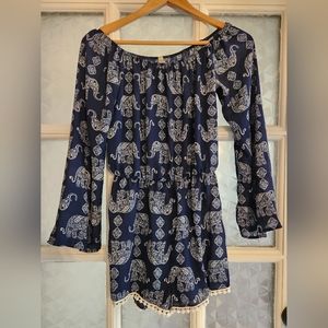 Jesse & J Navy blue elephant romper